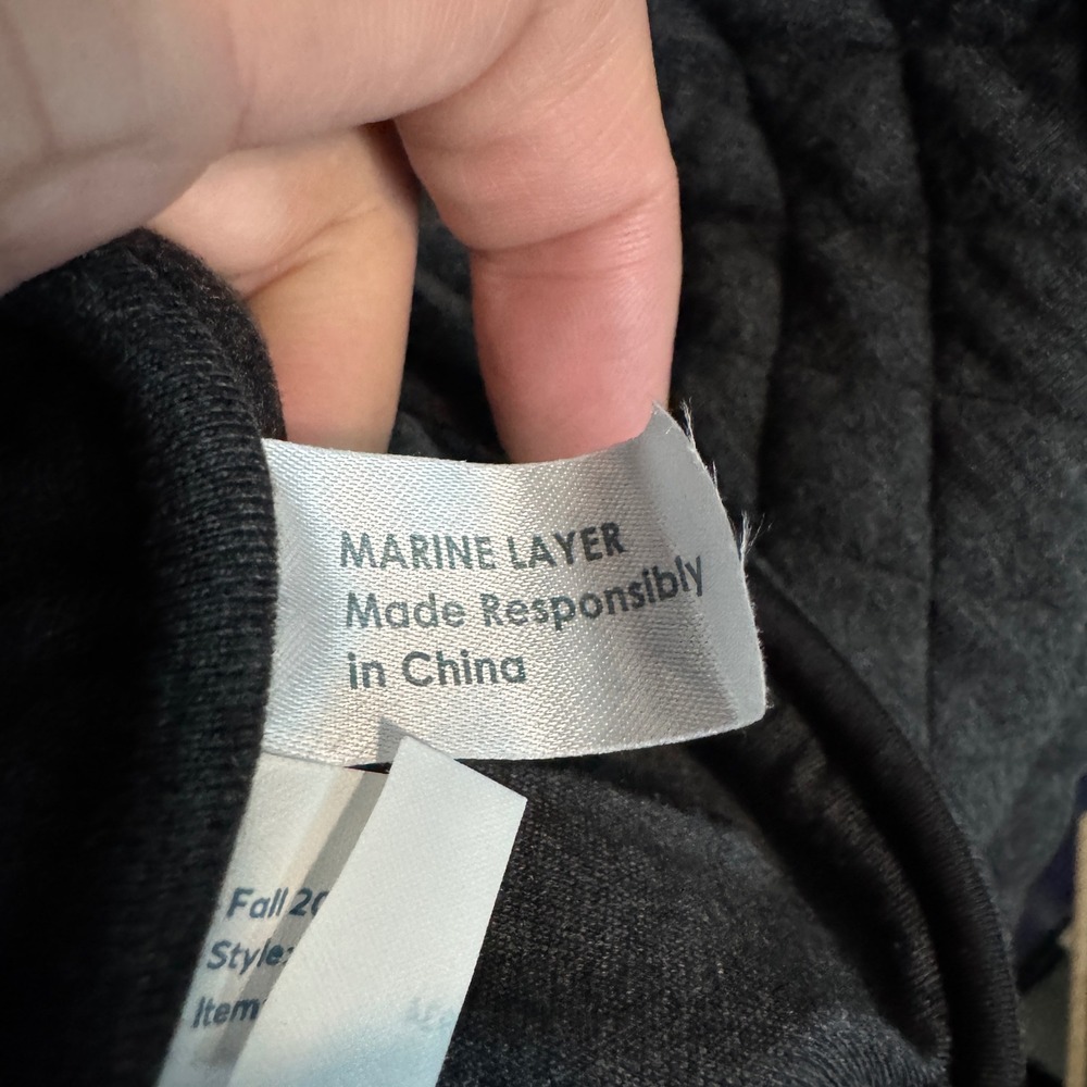 Marine Layer Corbet Full Zip Jacket Mens Medium Gray Quilted Bomber Minimalist - Picture 5 of 10